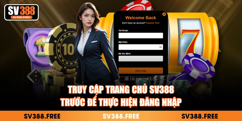 Truy cập trang chủ SV388 trước để thực hiện đăng nhập